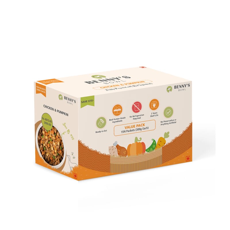 Benny's Bowl Delicious Fresh Dog Food - Chicken and Pumpkin - Wagr - The Smart Petcare Platform