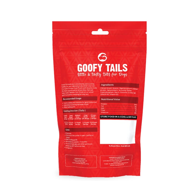 Goofy Tails Chicken with Sesame Treats for Dogs and Puppies 70g - Wagr - The Smart Petcare Platform