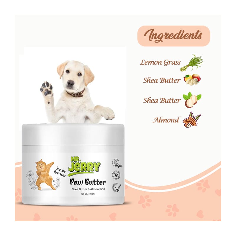 Mr . Jerry Paw Butter Shea Butter & Almond Oil, 100gm - Wagr Petcare